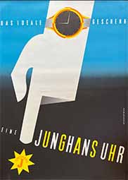 Junghans Uhren Poster aus den 50er Jahren, entworfen von Hofman, hochwertig restauriert und gedruckt, Vintage Junghans Uhren Poster, historische Grafik aus den 1960er Jahren, Retro Poster der Junghans Uhren, Mid-Century Modern Kunstwerk, Historische Grafik von Hofman, Junghans Uhren Poster 50er Jahre, Sammlerstück Poster: Junghans Uhren, Designklassiker der 50er und 60er Jahre